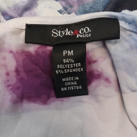 Style & Co. Purple Floral Blouse Top Size Medium Petite - Picture 5 of 9